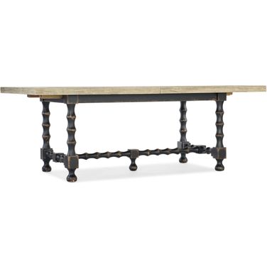 Ciao Bella 84in Trestle Table w/ 2-18in Leaves-Flaky White/Black