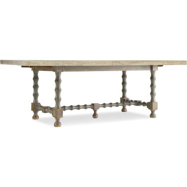 Ciao Bella 84in Trestle Table w/ 2-18in Leaves-Flaky White/Gray