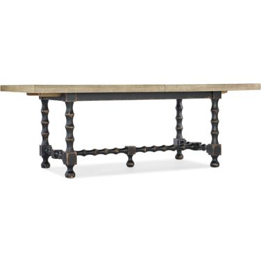 Ciao Bella 84in Trestle Table w/ 2-18in Leaves-Natural/Black