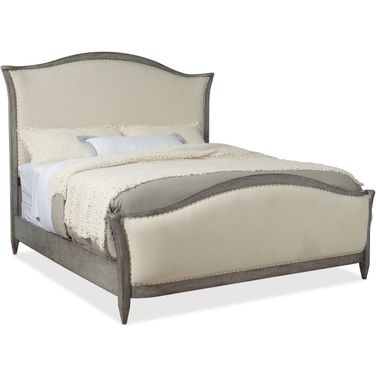Ciao Bella King Upholstered Bed In Beige and Gray