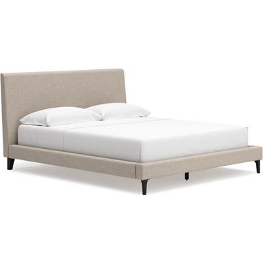 Cielden California King Upholstered Bed with Roll Slats In Gray