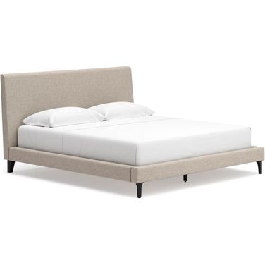 Cielden King Upholstered Bed with Roll Slats In Gray