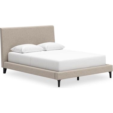 Cielden Queen Upholstered Bed with Roll Slats In Gray