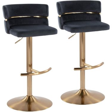 Cinch Adjustable Barstool Set of 2 In Black and Gold