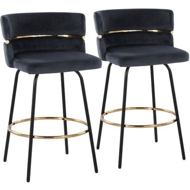 Cinch Claire 26 Inch Fixed Height Counter Stool Set of 2 In Black/Gold