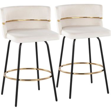 Cinch Claire 26 Inch Fixed Height Counter Stool Set of 2 In Cream/Gold/Black