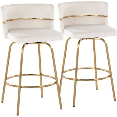 Cinch Claire 26 Inch Fixed Height Counter Stool Set of 2 In Cream/Gold