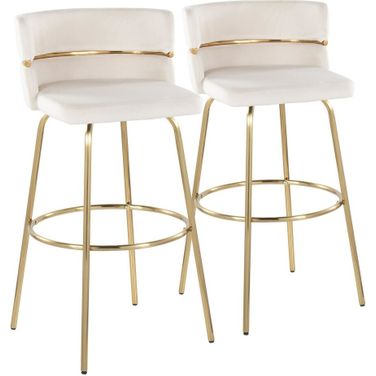 Cinch Claire 30 Inch Fixed Height Barstool Set of 2 In Cream/Gold