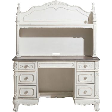 Cinderella Antique White With Grey Writing Desk With Hutch