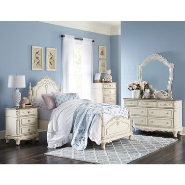 Cinderella Youth Bedroom Set In Gray and White