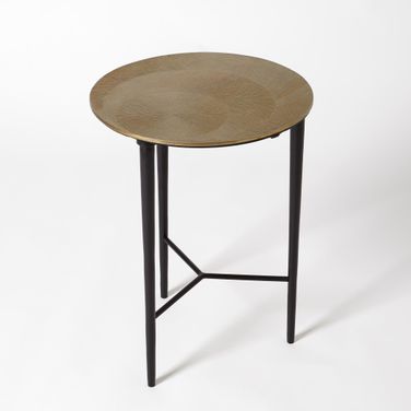 Circle Etched Accent Table In Antique Brass