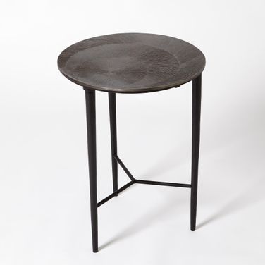 Circle Etched Accent Table In Black Nickel