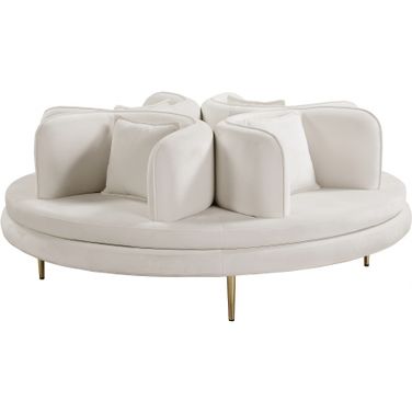 Circlet Velvet Round Sofa Settee In Cream