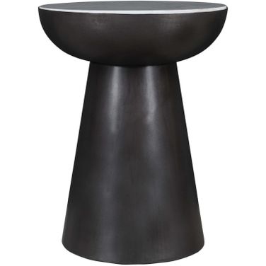 Circularity 18 Inch Round Pedestal End Table In White and Gunmetal