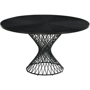 Cirque 54 Inch Round Black Wood and Metal Pedestal Dining Table