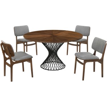Cirque and Lima 5-Piece Walnut Round Dining Set