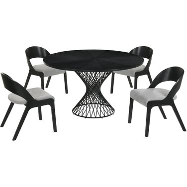 Cirque and Polly 5-Piece Black Round Dining Set