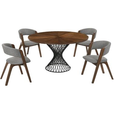 Cirque And Rowan 5 Piece Walnut Round Dining Set