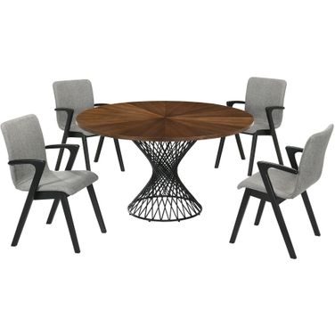 Cirque and Varde 5-Piece Walnut Round Dining Set