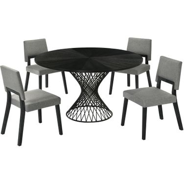 Cirque Channell 5 Piece Wood Dining Table Set In Black