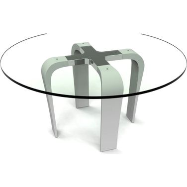 Cirrus Round Dining Table with Smoked Glass Top