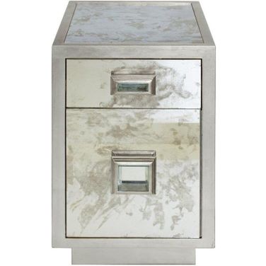Cisco Silver Leaf And Antique Mirror 1 Drawer Side Table