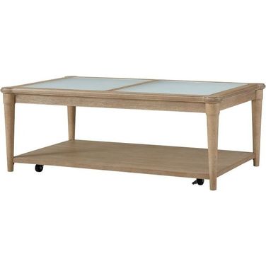 Wilmington Frosted Glass Top Cocktail Table with Casters In Sand