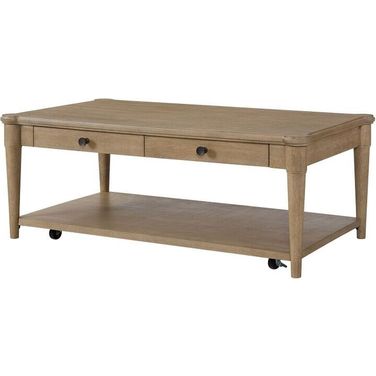 Wilmington Wood Top Cocktail Table with Casters In Sand