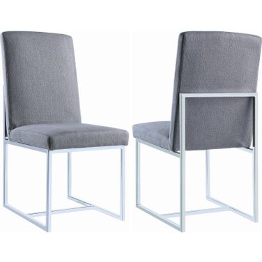 Mackinnon Upholstered Side Chairs Grey and Chrome Set of 2