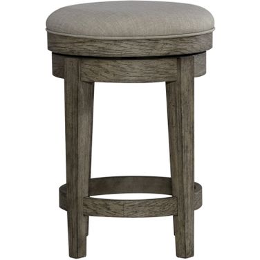 City Scape Upholstered Swivel Console Stool In Burnished Beige