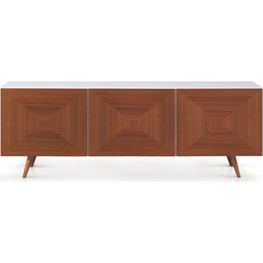 City White and Walnut Door Sideboard