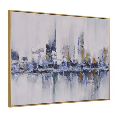 Cityscape Abstract Medium Wall Art In Gold Frame