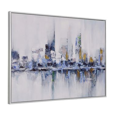 Cityscape Abstract Small Wall Art In Silver Frame