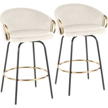 Claire 26 Inch Fixed Height Counter Stool Set of 2 In Cream and Black