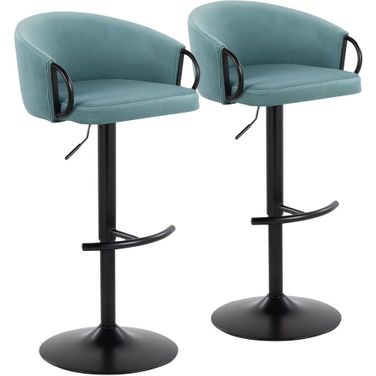Claire Adjustable Barstool Set of 2 In Blue and Black
