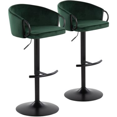 Claire Adjustable Barstool Set of 2 In Green Black