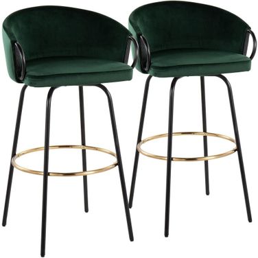Claire Barstool Set of 2 In Green Black