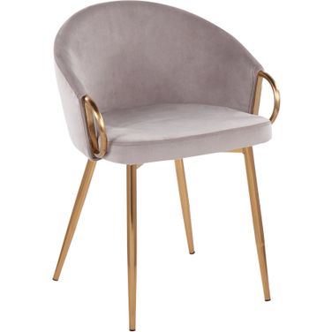 Claire Chair in Gold Metal and Silver Velvet