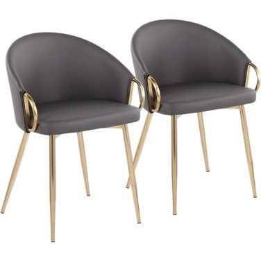 Claire Chair Set of 2 In Grey and Gold
