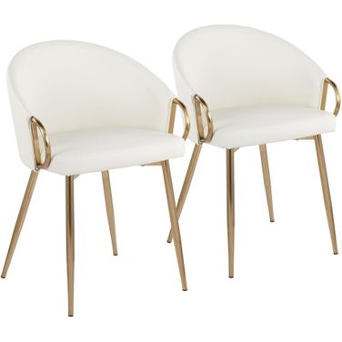 Claire Chair Set of 2 In White and Gold