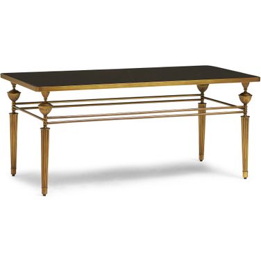 Claire Cocktail Table In Antique Brass and Smoke