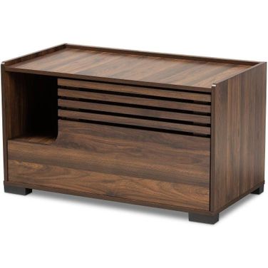Claire Modern and Contemporary Walnut Brown Finished Cat Litter Box Cover House