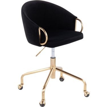 Claire Task Chair in Gold Metal and Black Velvet
