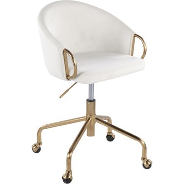 Claire Task Chair in Gold Metal and Cream Velvet