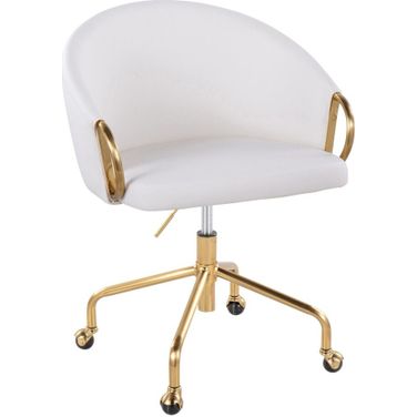 Claire Task Chair In White and Gold