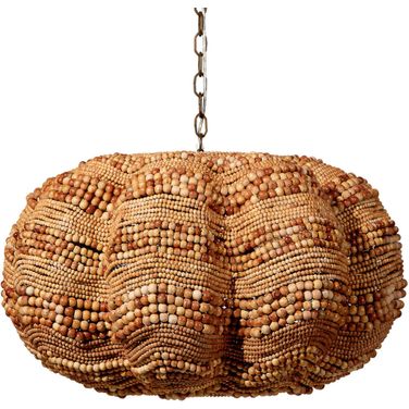 Clamshell Wood Beaded Chandelier In Natural