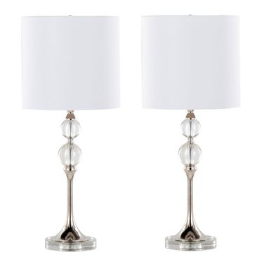 Clara 26 Inch Crystal Table Lamp Set of 2 In White