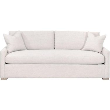 Stitch and Hand Clara 86 Inch Slim Arm Queen Sleeper Sofa In Stone Basketweave and Natural Gray