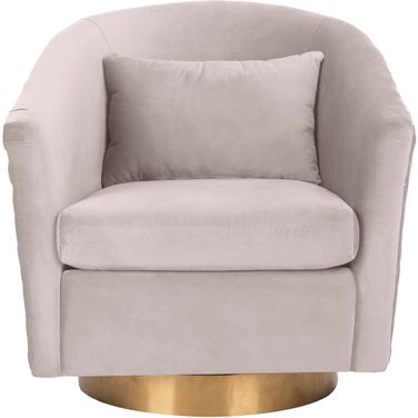 Clara Quilted Swivel Tub Chair In Pale Taupe And Gold