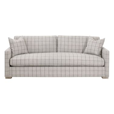 Clara 86 Inch Slim Arm Sofa In Cement and Natural Gray